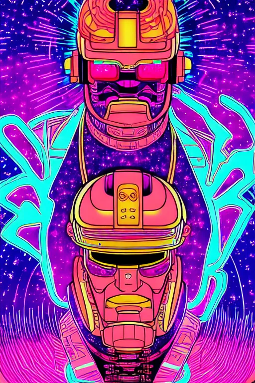 Image similar to Psychedelic Neon Japanese Portrait of Galactus by Laurie Greasley