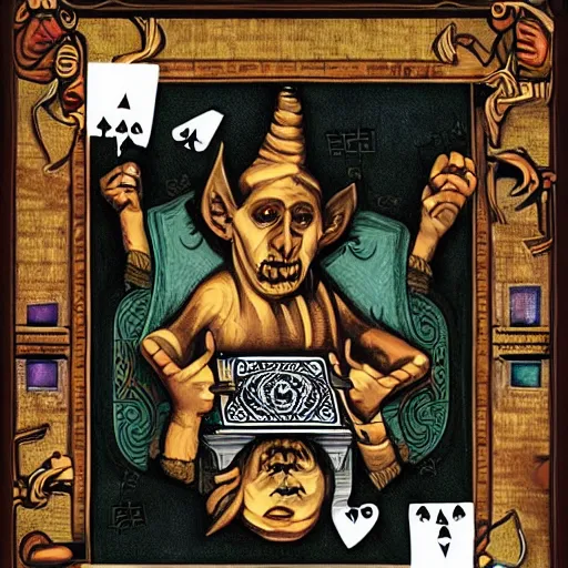 Image similar to baphomet plays poker with Aleister Crowley