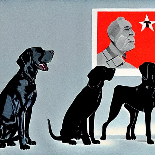 Image similar to Soviet propaganda black lab