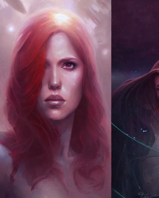 Image similar to detailed painting of mara jade, science fiction, ethereal, greg rutkowski, magali villeneuve and monet