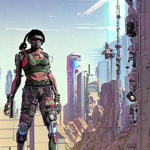 Image similar to ivan. Apex legends cyberpunk fitness. Concept art by James Gurney and Mœbius.