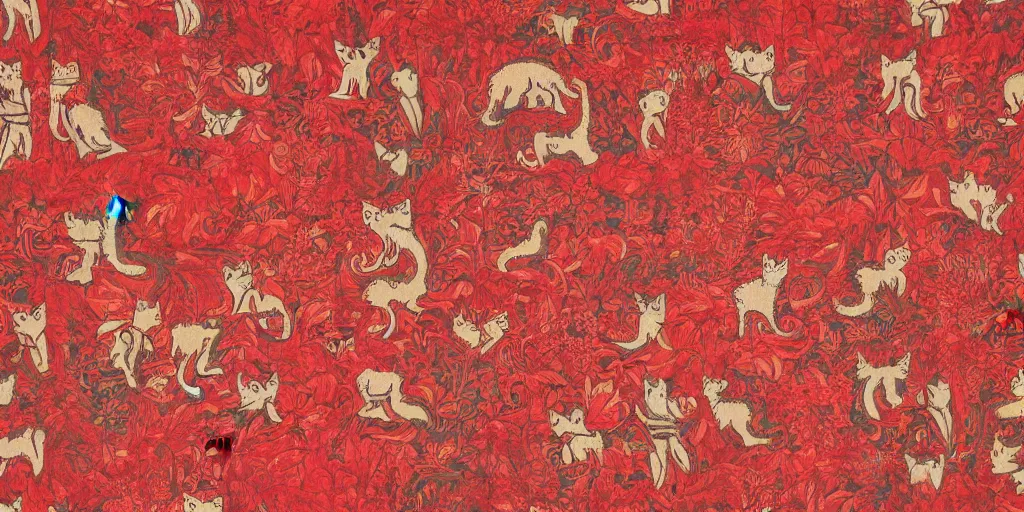 Image similar to tapestry red cat