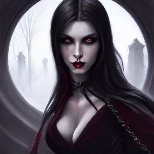 Image similar to perfectly - centered - portrait - photograph of evil vampire, the perfect human female specimen, intricate, elegant, super highly detailed, professional digital painting, artstation, concept art, smooth, sharp focus, no blur, no dof, extreme illustration, unreal engine 5, 8 k, by anne stokes