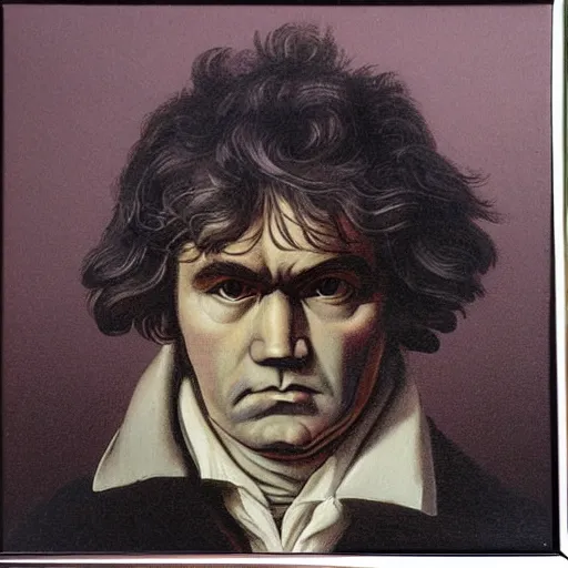 Prompt: a portrait from beethoven in the style of casper david friedrich