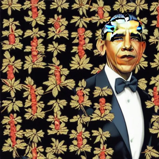 Image similar to obama and marijuana by kehinde wiley