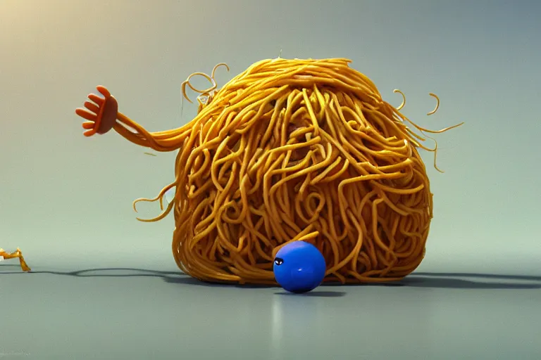 Image similar to still from a Pixar movie of The Spaghetti Monster, high quality 3d render, movie, Pixar, Renderman, 4k, artstation