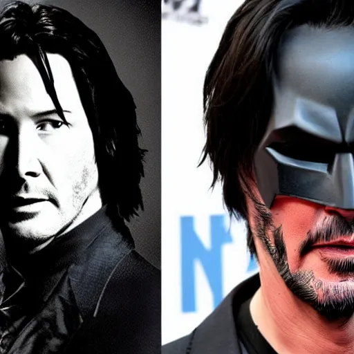 Image similar to Keanu Reeves as Batman unmasked