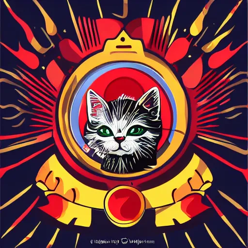 Image similar to Blood thirsty emperor of the world kitten, sticker, highly detailed, colorful, illustration, drama, smooth and clean vector curves, no jagged lines, vector art, smooth