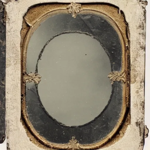 Prompt: tintype photo of a broken mirror