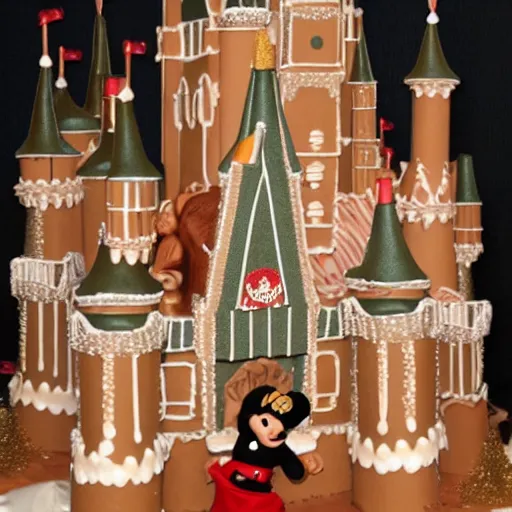 Image similar to disney world castle as a gingerbread house.