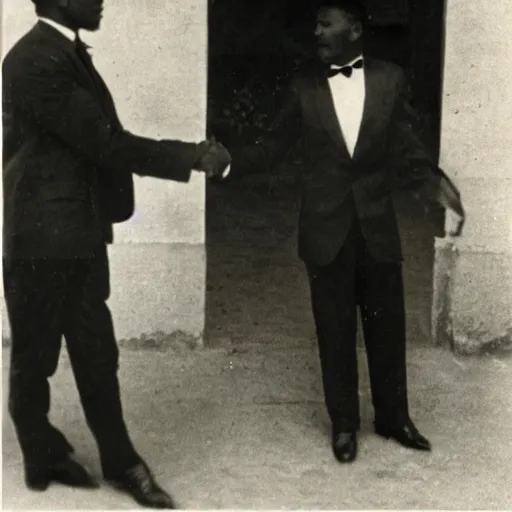 Image similar to vintage photo of a black man wearing a black suit in rio de janeiro