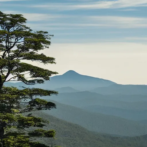 Image similar to A huge mountain with a giant tree on the top, view from far away,