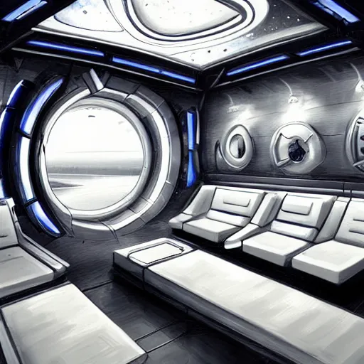 Prompt: a spaceship interior, white gold, opulent, insanely detailed, trending on art station, award winning, masterpiece, sci fi,