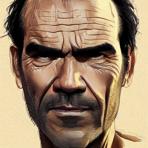 Prompt: trevor philips face made of noodles, highly detailed, digital painting, artstation, concept art, smooth, sharp focus, illustration, art by artgerm and greg rutkowski and alphonse mucha