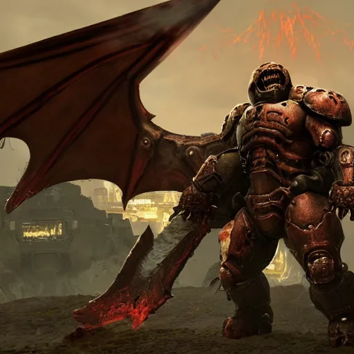 Image similar to sturdy armored monster from doom eternal