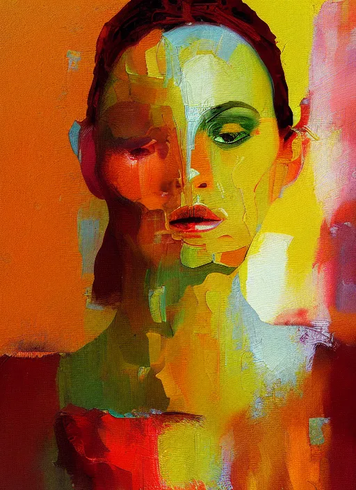 Image similar to a beautiful glitched painting by christian hook and alex kanevsky of a woman in a bathroom, still life, warm colors