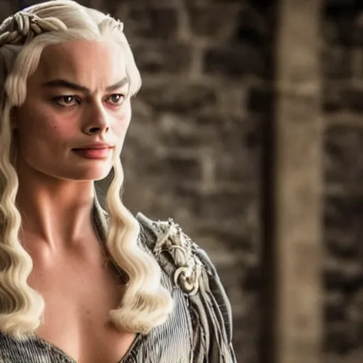 Image similar to margot robbie starring as Cersi in Game of Thrones