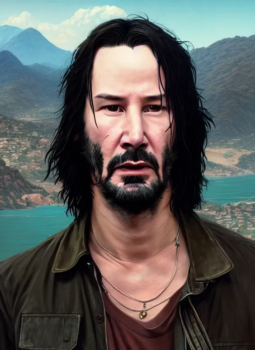 Prompt: highly detailed portrait of keanu reeves in gta v, stephen bliss, unreal engine, fantasy art by greg rutkowski, loish, rhads, ferdinand knab, makoto shinkai and lois van baarle, artgerm, pixar, ilya kuvshinov, rossdraws, tom bagshaw, global illumination, radiant light, detailed and intricate environment