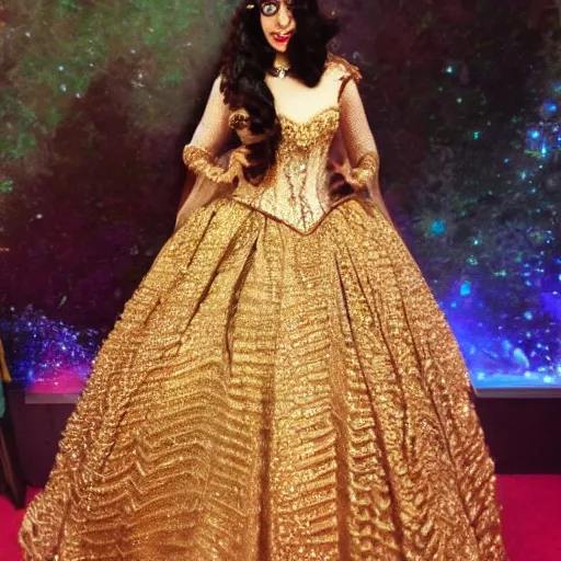 Image similar to Mutahar Anas dress as a fancy princess