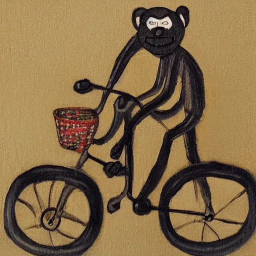 Image similar to a monkey riding a bike by andy catling