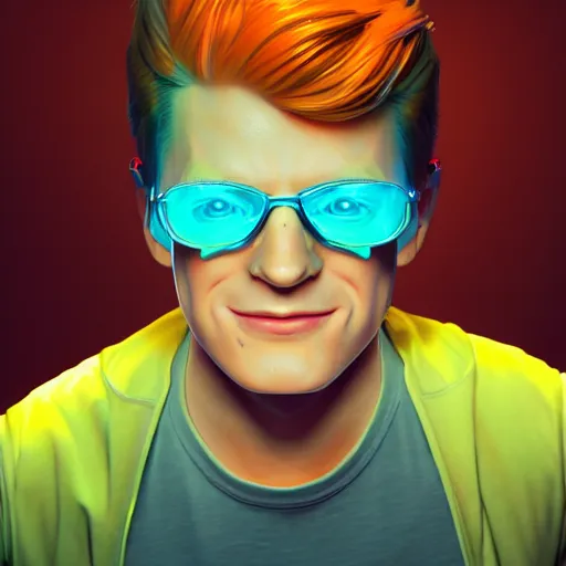 Image similar to Photorealistic philip j fry. Hyperdetailed photorealism, 108 megapixels, amazing depth, glowing rich colors, powerful imagery, psychedelic Overtones, 3D finalrender, 3d shading, cinematic lighting, artstation concept art