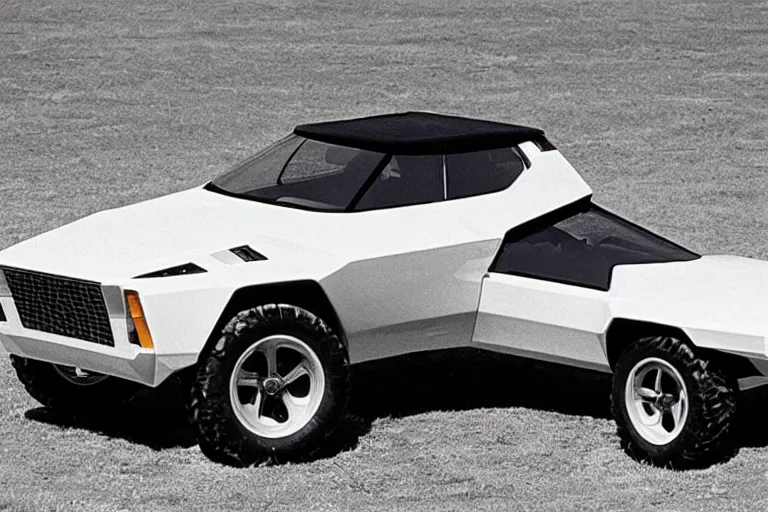 Prompt: off-road SUV concept car from 1976, designed by Giorgetto Giugiaro, presented at the North American Auto Show 1975