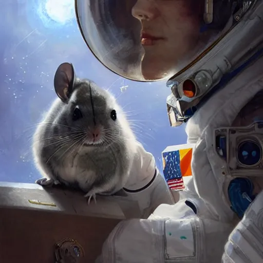 Image similar to chinchilla in a astronaut suit,, sharp focus, illustration, highly detailed, digital painting, concept art, matte, art by ruan jia and wlop and greg rutkowski, masterpiece