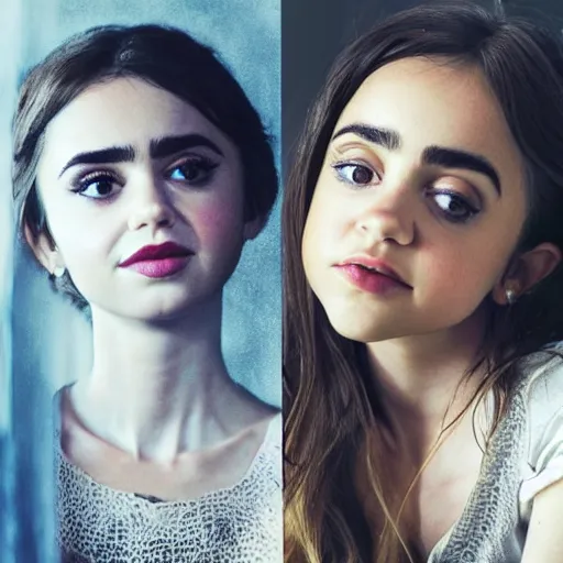 Image similar to beautiful portrait of a combination of tanya reynolds, lily collins, isabela moner, zoe kazan, natalia dyer