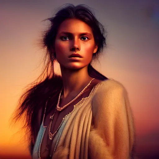 Image similar to photographic portrait of a stunningly beautiful aztec female in soft dreamy light at sunset, contemporary fashion shoot, by edward robert hughes, annie leibovitz and steve mccurry, david lazar, jimmy nelsson, breathtaking, 8 k resolution, extremely detailed, beautiful, establishing shot, artistic, hyperrealistic, beautiful face, octane render