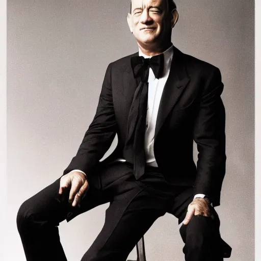 Prompt: a stunning photographic portrait of tom hanks taken by annie leibovitz