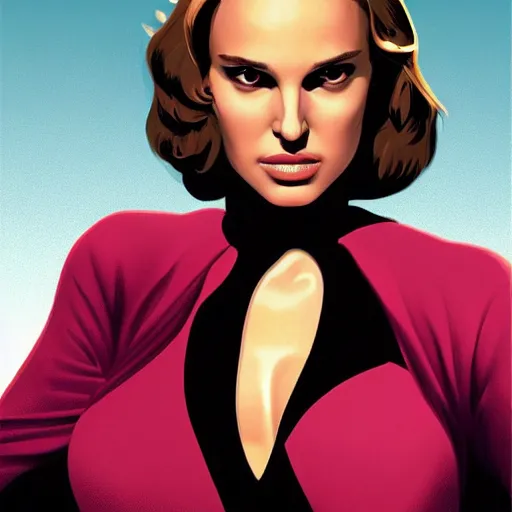 Image similar to Natalie Portman as a Bond girl, artstation, Joe Jusko, digital art