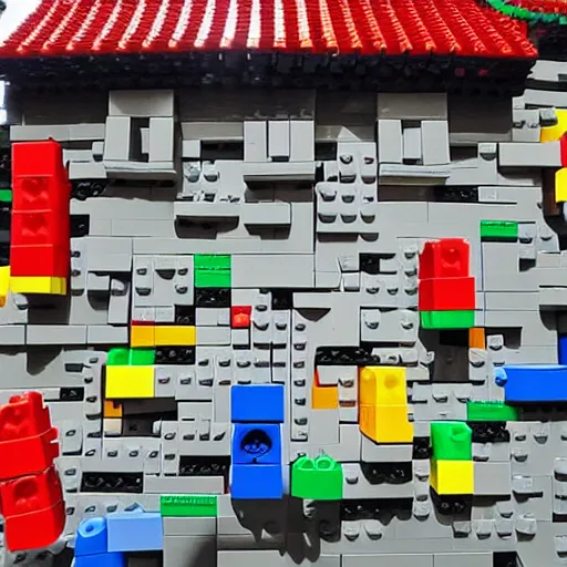 Prompt: Great Wall of china made of Lego bricks