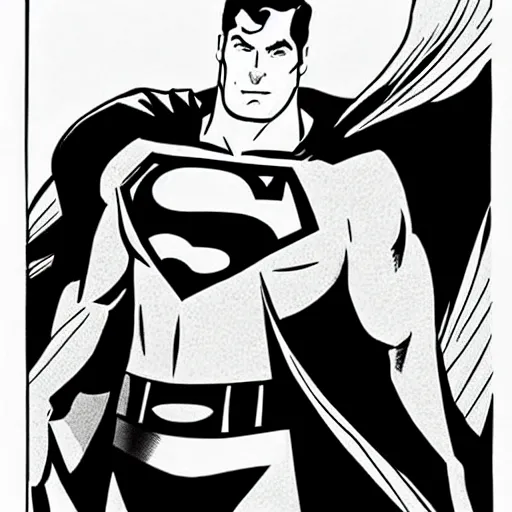 Prompt: superman ink illustration by darwyn cooke