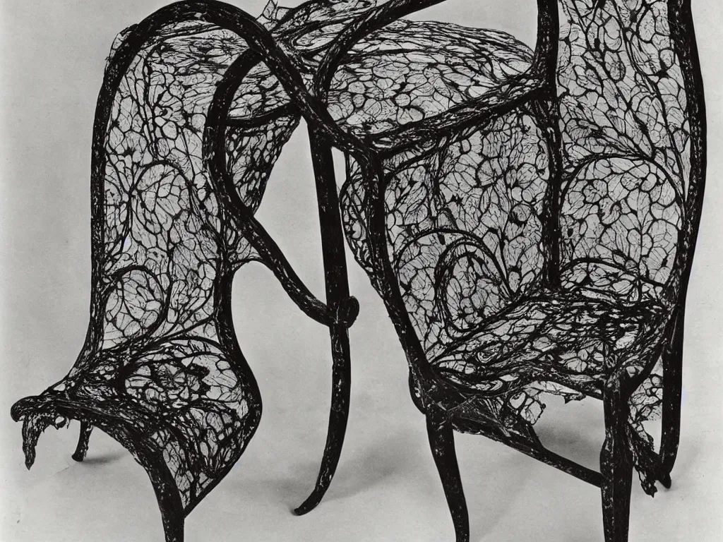 Image similar to lace chair with human feet. karl blossfeldt, salvador dali