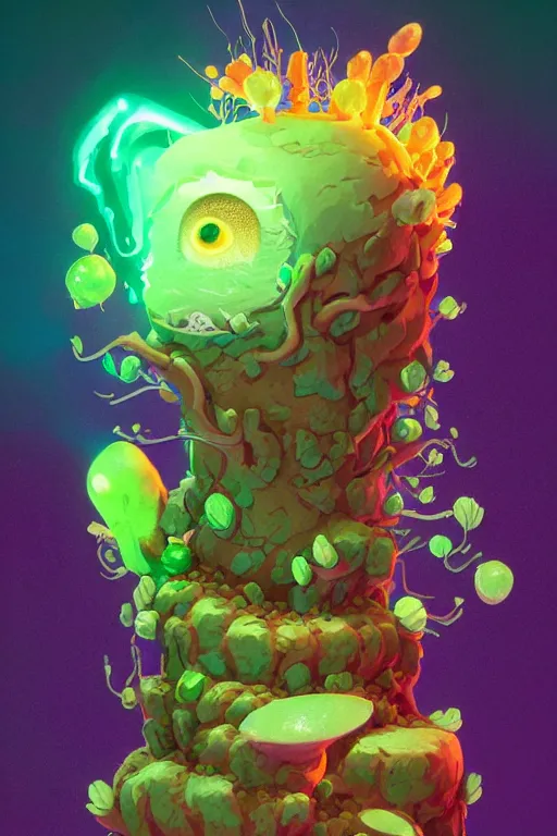 Image similar to roots cactus sushi cristal smurf ghost creature animal sushi cristal very big eye roots cactus elemental flush of force nature micro world fluo fishscale, behance hd by jesper ejsing, by rhads, makoto shinkai and lois van baarle, ilya kuvshinov, rossdraws radiating a glowing aura global illumination ray tracing hdr