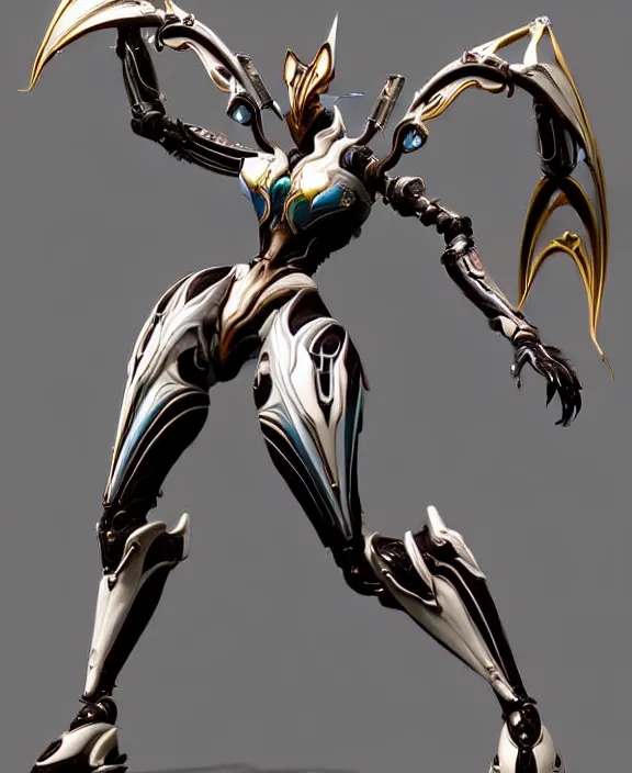 Image similar to extremely detailed front shot, low shot, of a beautiful elegant saryn warframe, that's a giant beautiful stunning anthropomorphic robot female dragon with metal cat ears, posing elegantly, detailed sharp robot dragon paws for feet, thick smooth warframe legs, streamlined white armor, long elegant tail, two arms, two legs, long tail, detailed warframe fanart, destiny fanart, high quality digital art, giantess art, furry art, realistic digital art, warframe art, Destiny art, furaffinity, DeviantArt, artstation, 8k HD, octane render