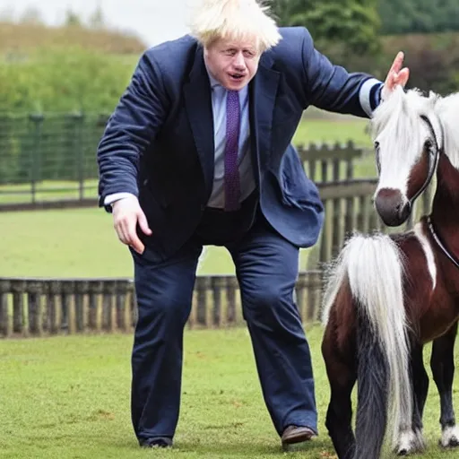 Image similar to Boris Johnson smacks a pony