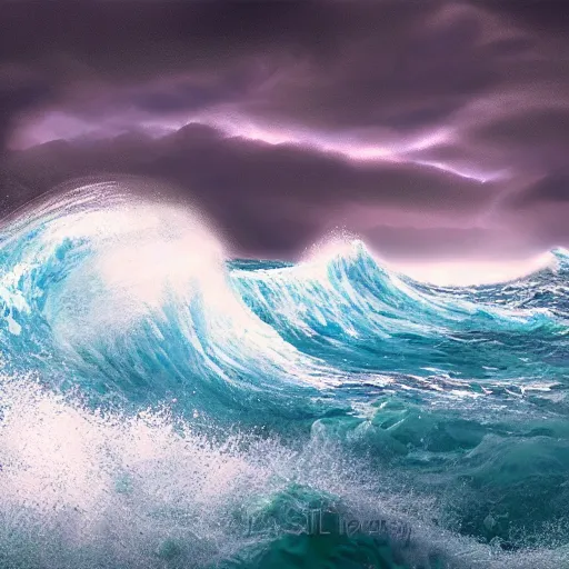 Prompt: tsunami wave in the middle of stormy ocean, photorealistic, cinematic