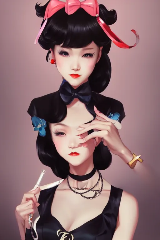 Image similar to a pin up and beautiful fashion charming dreamlke japan girl with lv jewelry, character art, art by artgerm lau and wlop and and ilya kuvshinov and john singer sargent, hyperdetailed, 8 k realistic, symmetrical, frostbite 3 engine, cryengine, dof, trending on artstation, digital art