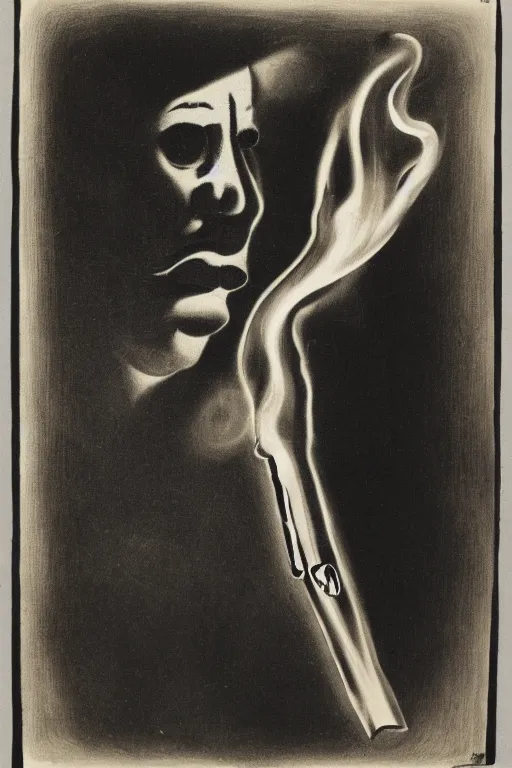 Image similar to a tiktok of god smoking a cuban cigar by man ray