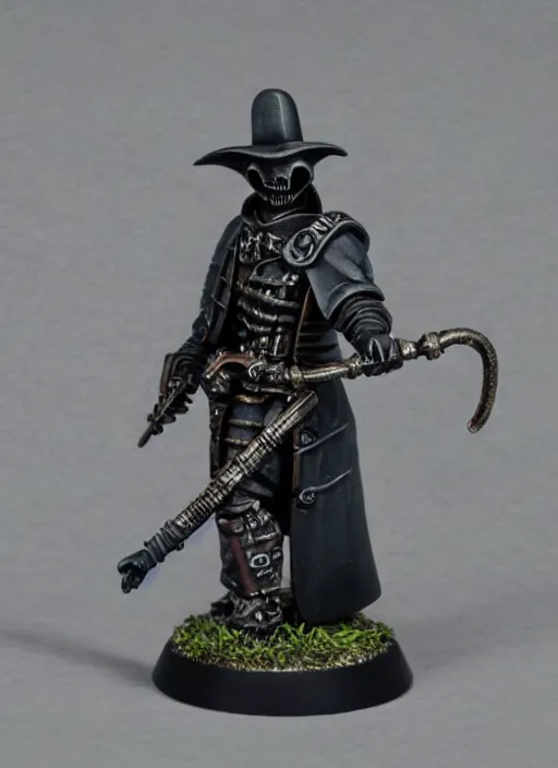 Prompt: 8 0 mm resin detailed miniature of a warhammer 4 0 k plague doctor, product introduction photos, 4 k, full body,