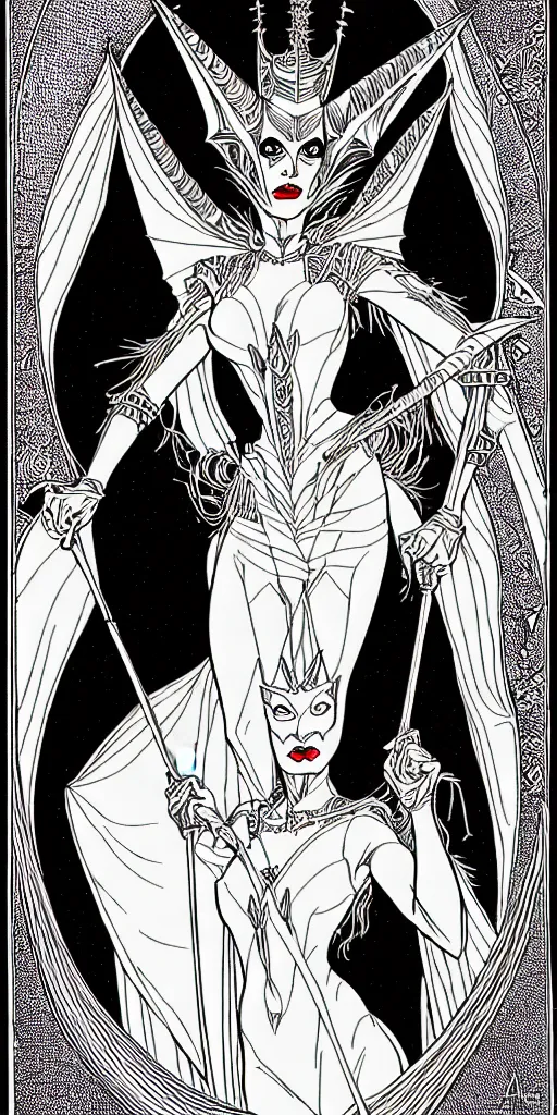 Image similar to the goblin queen by ambrose beardsley, high detail and fine lines, 8 k resolution