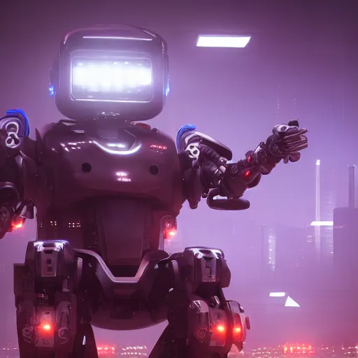 Prompt: gangsta thug robot, futuristic, led screens, matte painting, expression, unreal engine, dramatic cinematic lighting rendered by octane, 8 k, detailed