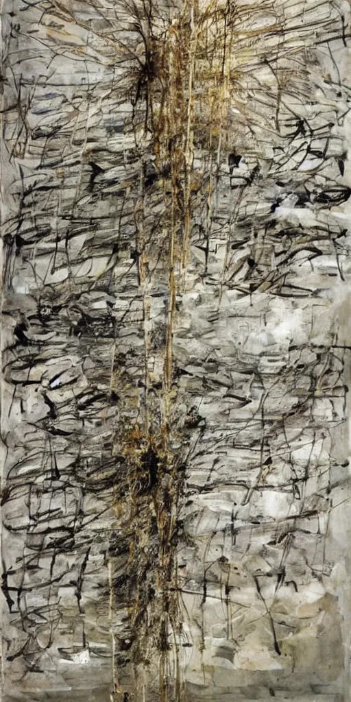 Image similar to artwork by anselm kiefer,