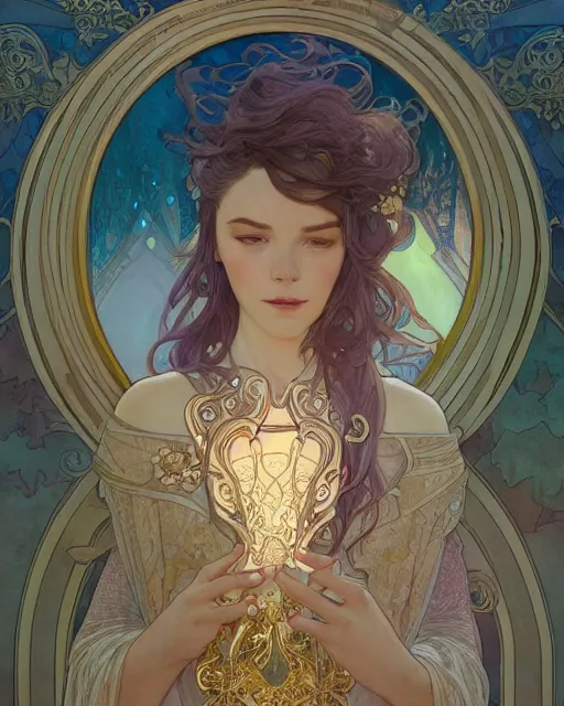 Image similar to secret romance | highly detailed | very intricate | art nouveau | gold filigree | romantic storybook fantasy | soft cinematic lighting | award - winning | disney concept art watercolor illustration by mandy jurgens and alphonse mucha and alena aenami | pastel color palette | featured on artstation