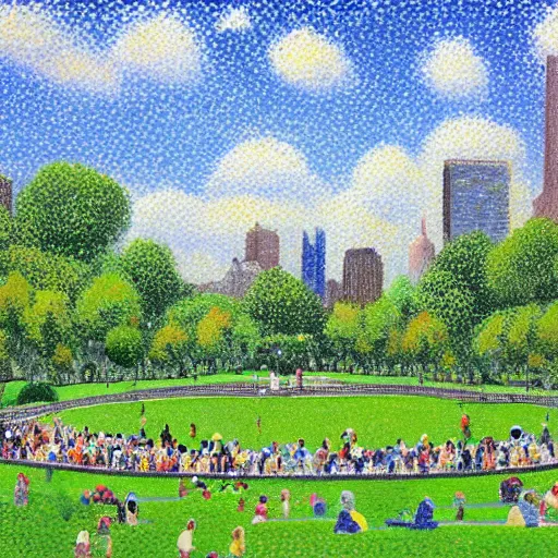 Image similar to Central park, Pointillism, Central park new york city, trending on artstation