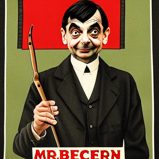 Prompt: mr. bean in the kitchener poster ( 1 9 1 4 ), highly detailed, smooth