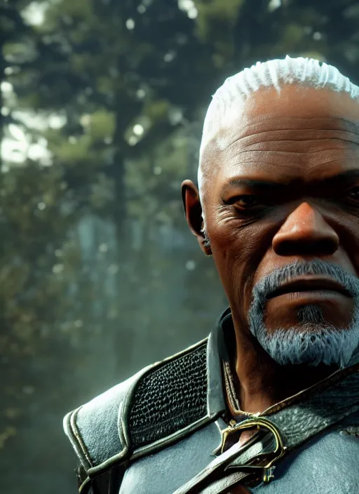 Image similar to Samuel L Jackson in The Witcher 3, gameplay, 8k, HD