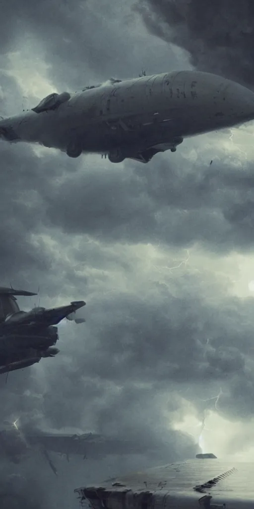 Image similar to screenshot from a renaissance airship cyberpunk cinematic masterpiece, hurricane tornado mist hail debris flying lightning, fps, cinematography, photo, photography, 4 k, by greg rutkowski, roger deakins