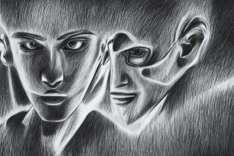 Image similar to artificial intelligence and modern technology. pencil drawing.